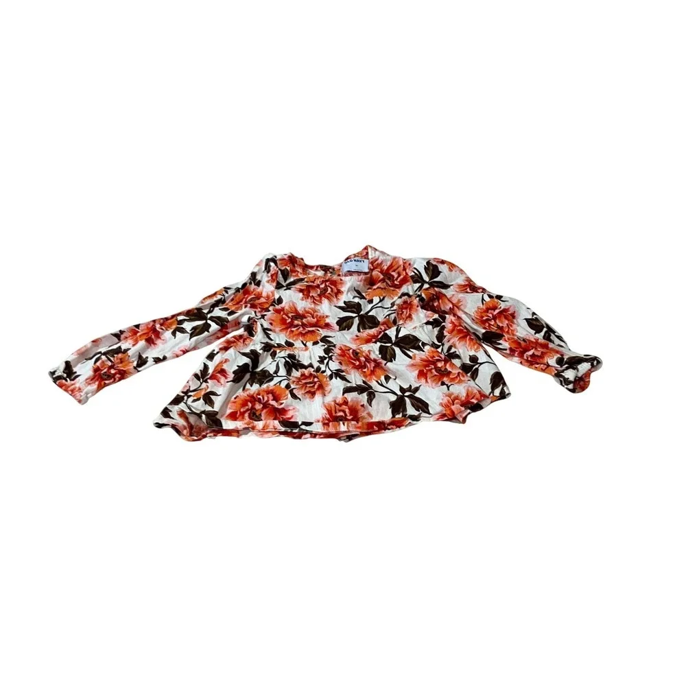 Old Navy Girls Size 4T Small Floral Peplum Top and Gingham Rose Blouse Set of 2